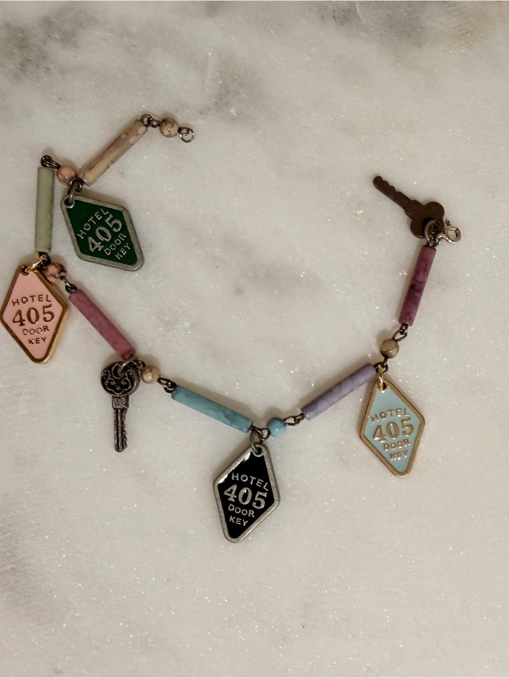 Handmade Lock & Key Multicolor Charm Bracelet - Picture 1 of 1